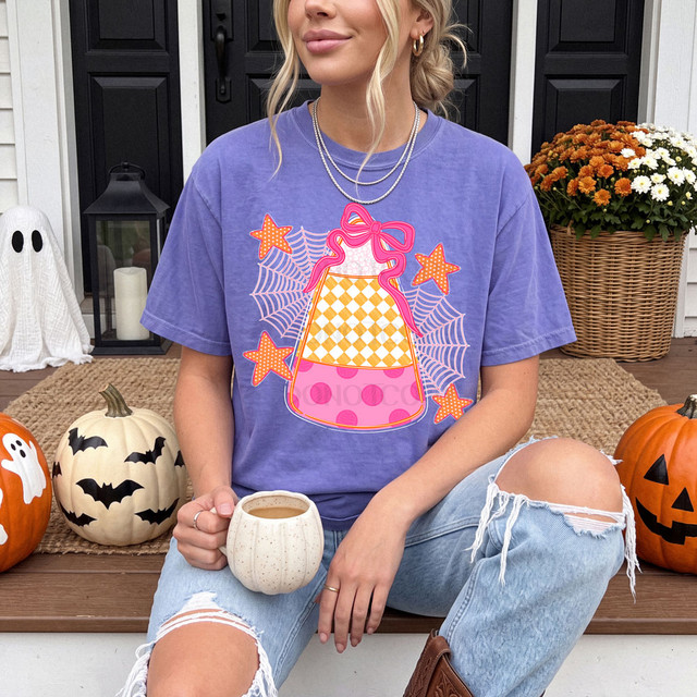 Coquette Preppy Candy Corn DTF Heat Transfer