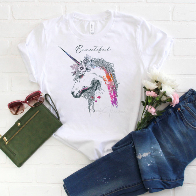 Beautiful Unicorn watercolor sketch art Sublimation Transfer