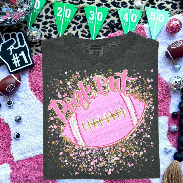 Pink Out Football Paint Splatter DTF Heat Transfer