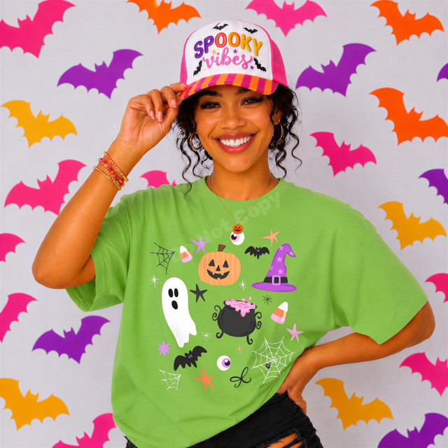 Retro Halloween Collage DTF Heat Transfer | Ghost Pumpkin Witch Hat Candy Corn Spooky Heat Transfer