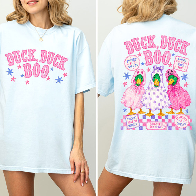 Duck Duck Boo FULL SET DTF Transfer | Pink Ghost Ducks Halloween Heat Transfer