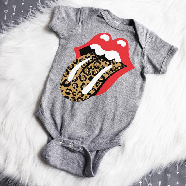 Leopard Print Tongue Lips INFANT Screen Print Heat Transfer