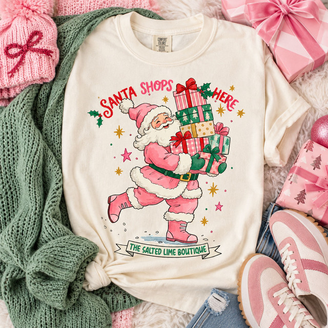 Santa Shops Here Personalized Boutique DTF 10 Count