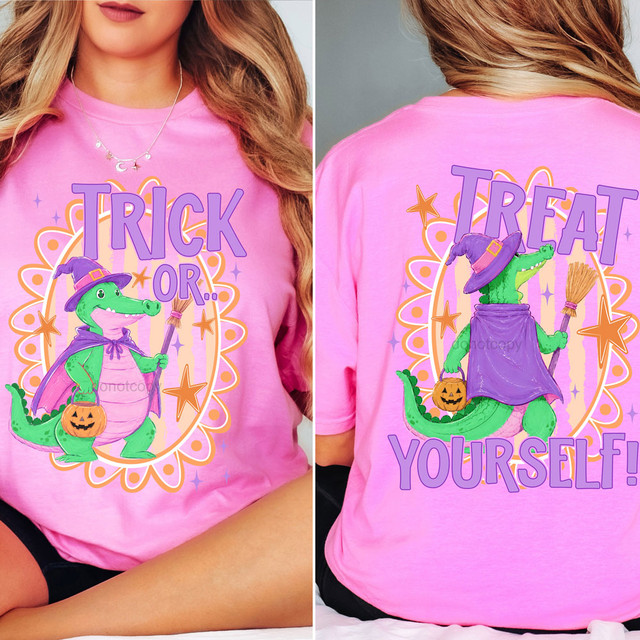 Trick or Treat Yourself Halloween Alligator FULL SET DTF Transfer | Alligator Halloween Heat Transfer