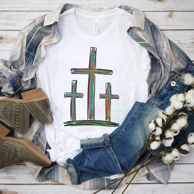 Colorful 3 Crosses Easter Sublimation Transfer