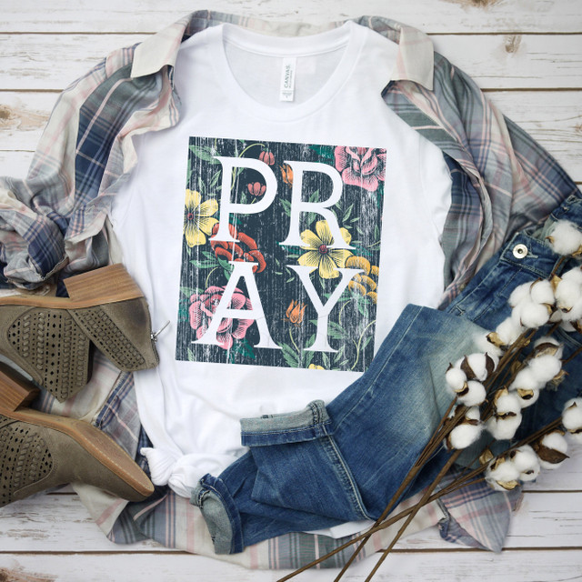 Floral Pray Word art religious Sublimation Transfer