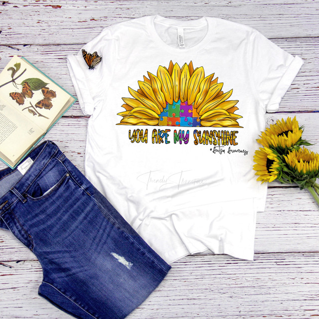 You are my sunshine Autism awareness Sunflower Sublimation Transfer
