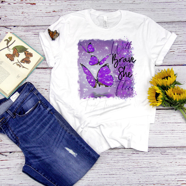 Purple butterflies With Brave wings she flies Sublimation Transfer