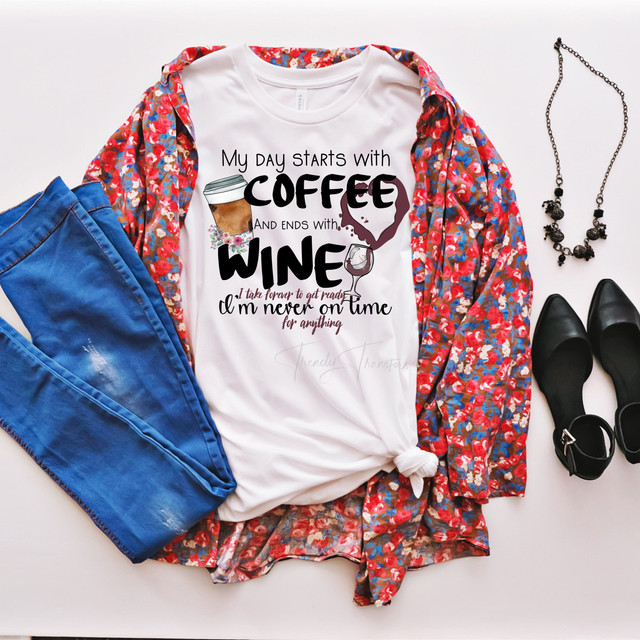 My day starts with coffee and ends with wine Luke combs Crazy beautiful Sublimation Transfer