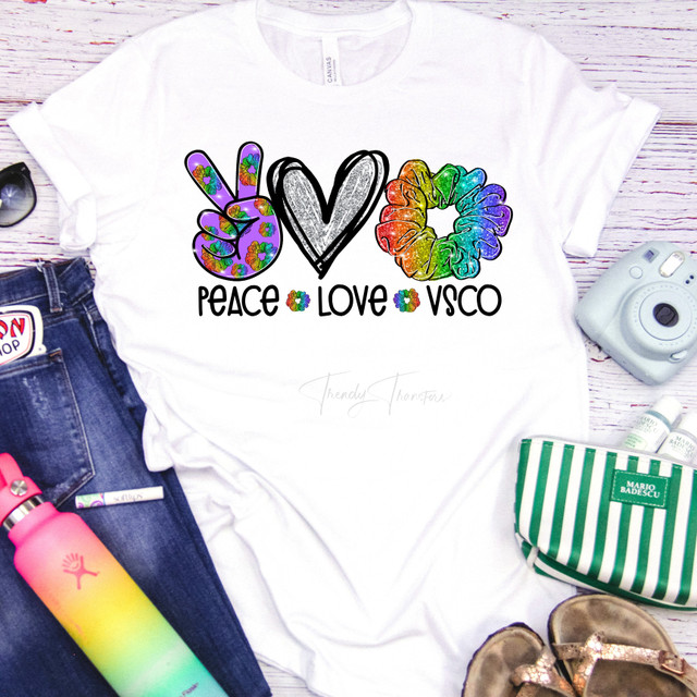 Peace Love VSCO glitter heart Sublimation Transfer