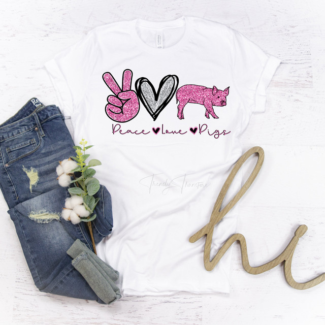 Peace Love Pigs glitter heart Sublimation Transfer