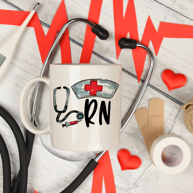 RN registered nurse watercolor Nursing Medical field Sublimation Transfer