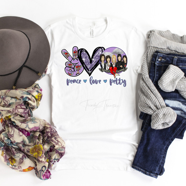 Peace Love Tom Petty and the Heartbreakers Music fan art glitter heart Sublimation Transfer