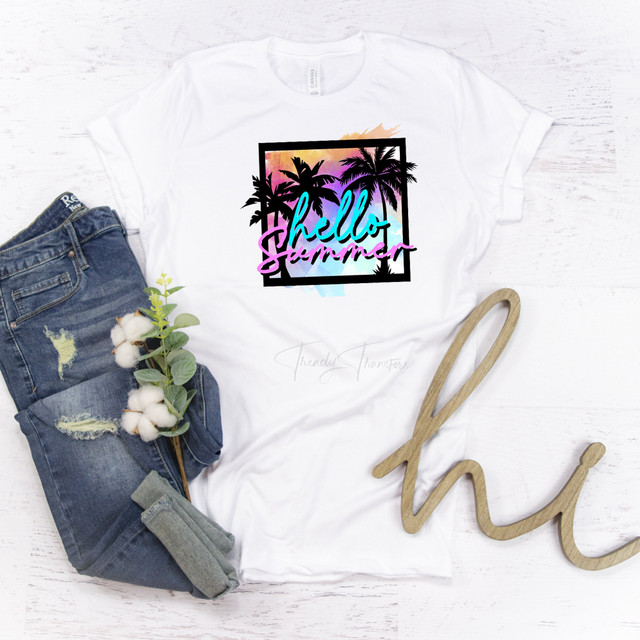 Hello Summer bright word art Sublimation Transfer