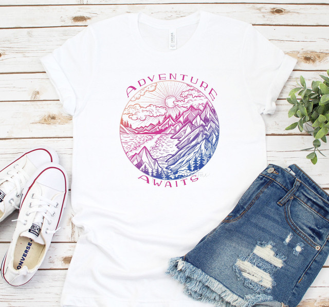 Adventure Awaits Coloful Sublimation Transfer