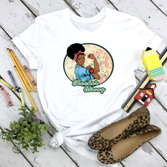 Teacher Strong Circle  African American Sublimation Transfer