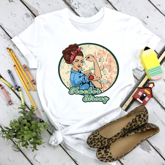 Teacher Strong Circle Brown Hair Sublimation Transfer Teacher Strong Circle Brown Hair Sublimation Transfer