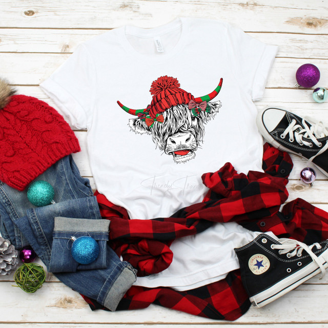 Christmas Shaggy Cow Hat Sublimation Transfer Christmas Shaggy Cow Hat Sublimation Transfer