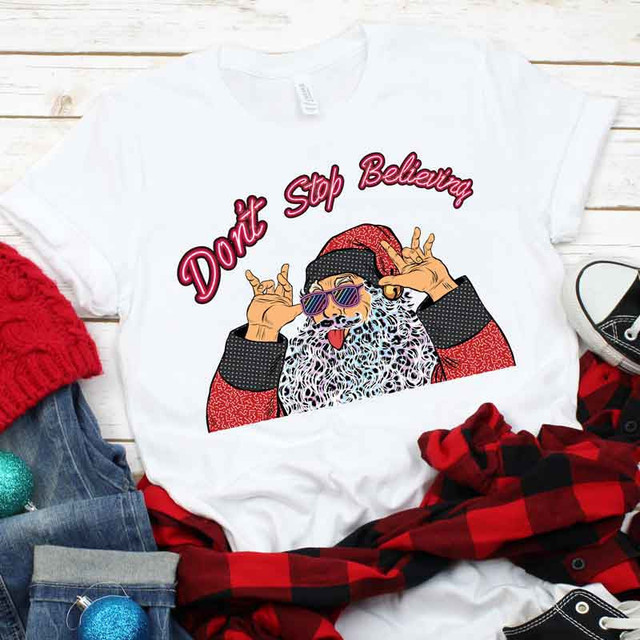 Don't Stop Believing Santa Sublimation Transfer