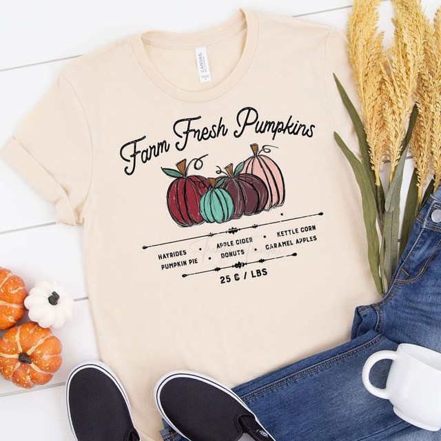 Farm Fresh Pumpkins Screen Print Heat Transfer-1655983952