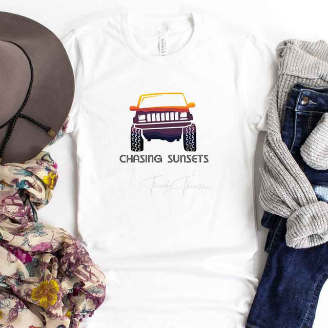Chasing Sunsets Car Sublimation Transfer