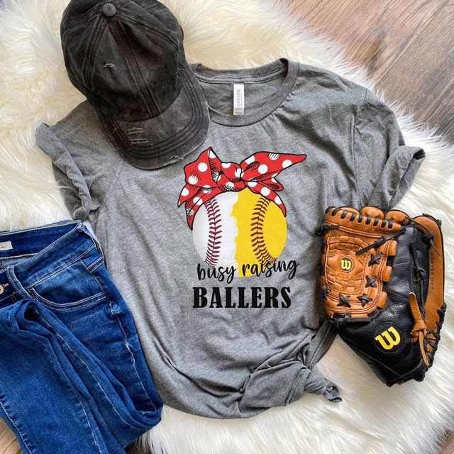 Busy Raising Ballers Baseball/Softball Screen Print Heat Transfer