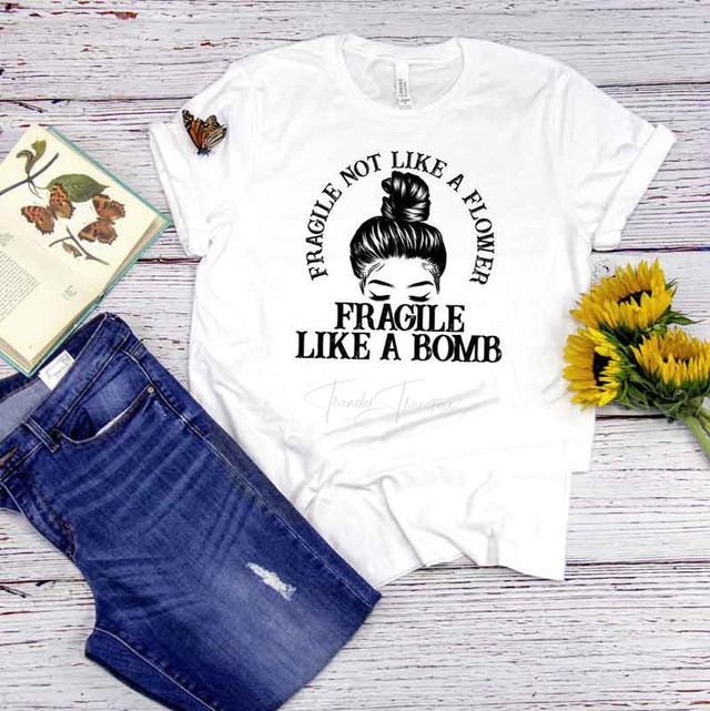 Fragile Like A Bomb Mascara Bun Woman Sublimation Transfer
