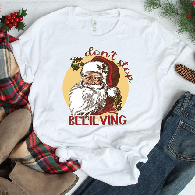 Don't Stop Believing Santa Sublimation Transfer-1655987233