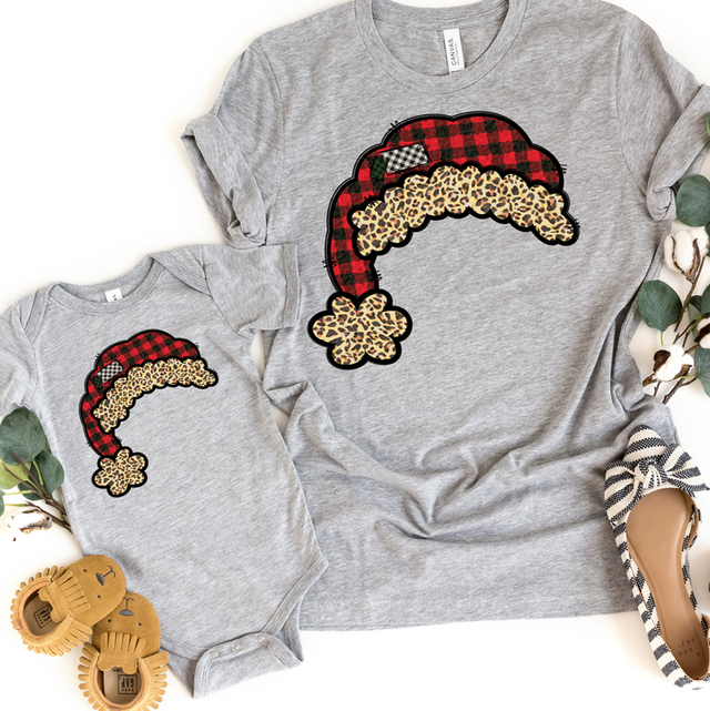 Buffalo Plaid Santa Hat INFANT Screen Print Heat Transfer