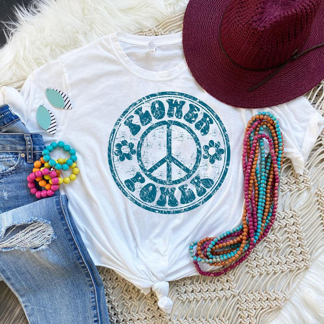 Flower Power Peace Sign  Sublimation Transfer