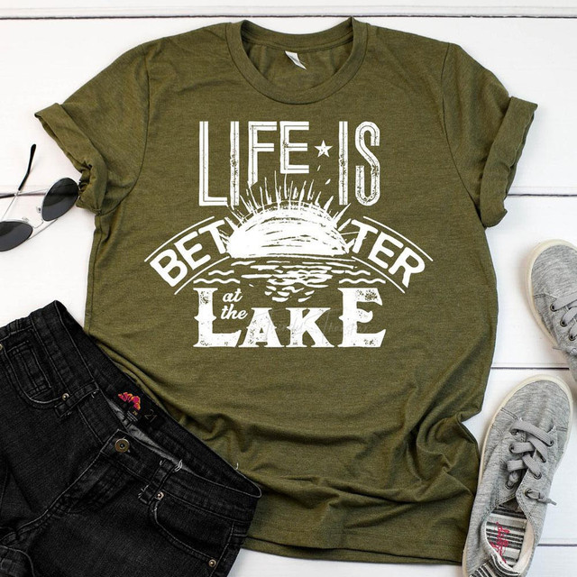 Life Is Better At The Lake WHITE Screen Print Heat Transfer