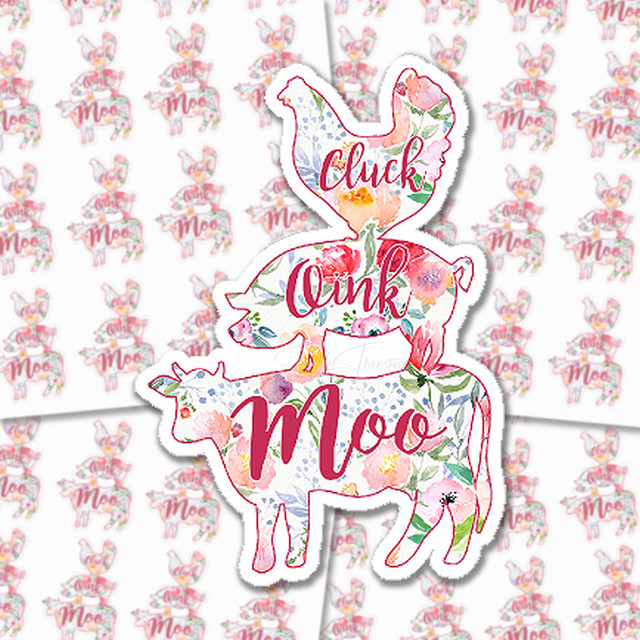 Cluck Oink Moo Sticker Sheet