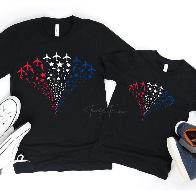 Patriotic Airplane YOUTH Screen Print Transfer