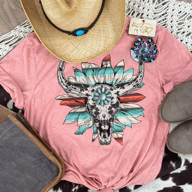 Serape Western Skull Screen Print Heat Transfer