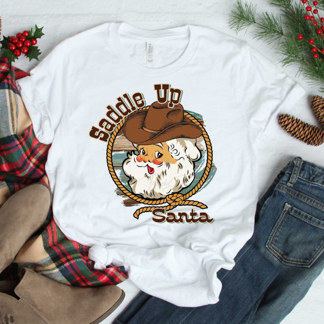 Saddle Up Santa Sublimation Transfer