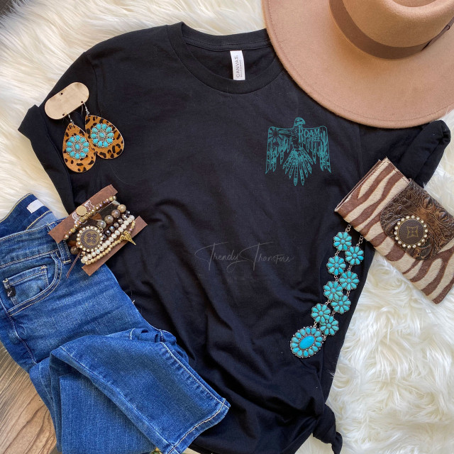 Roam Free Thunderbird Teal POCKET Screen Print Heat Transfer