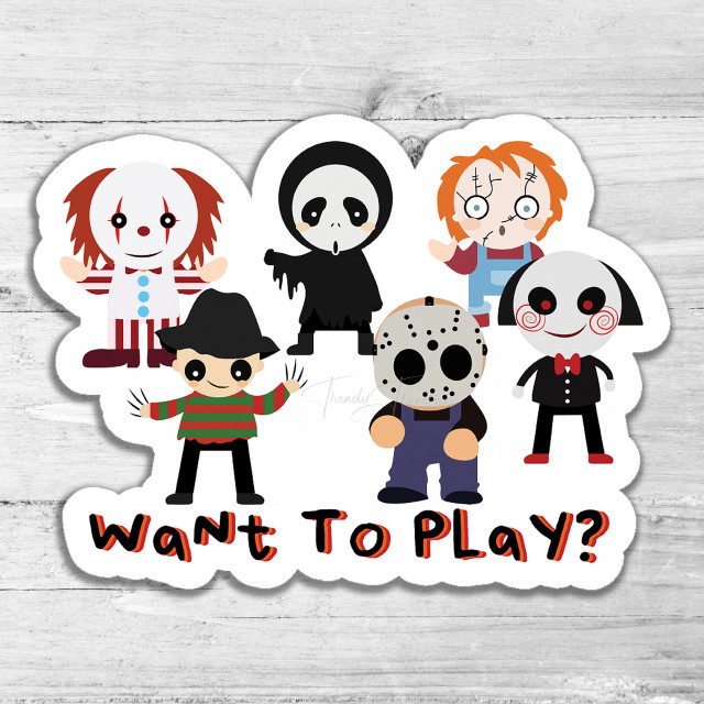 Want To Play? Die Cut Sticker