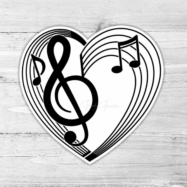 Music Heart Die Cut Sticker