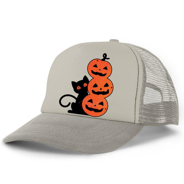 Black Cat Orange Glitter Pumpkins POCKET Screen Print Transfer