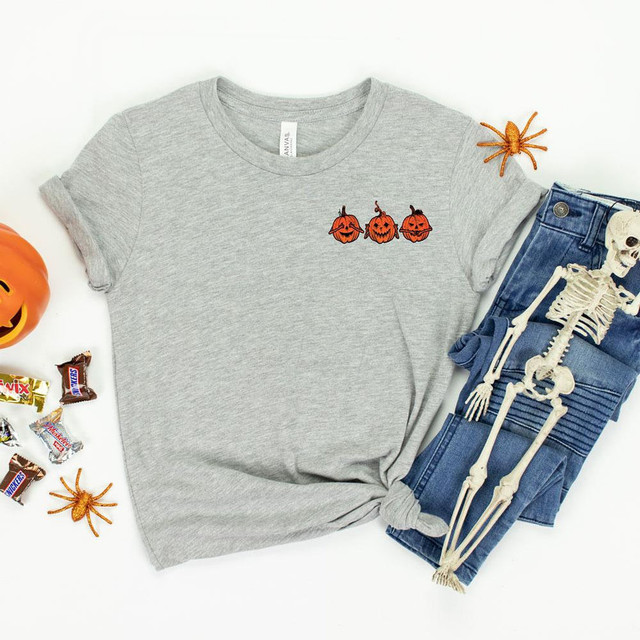 Hear, See, Speak No Evil Pumpkins POCKET Screen Print Transfer