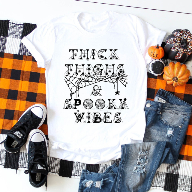 Thick Thighs And Spooky Vibes Sublimation Transfer