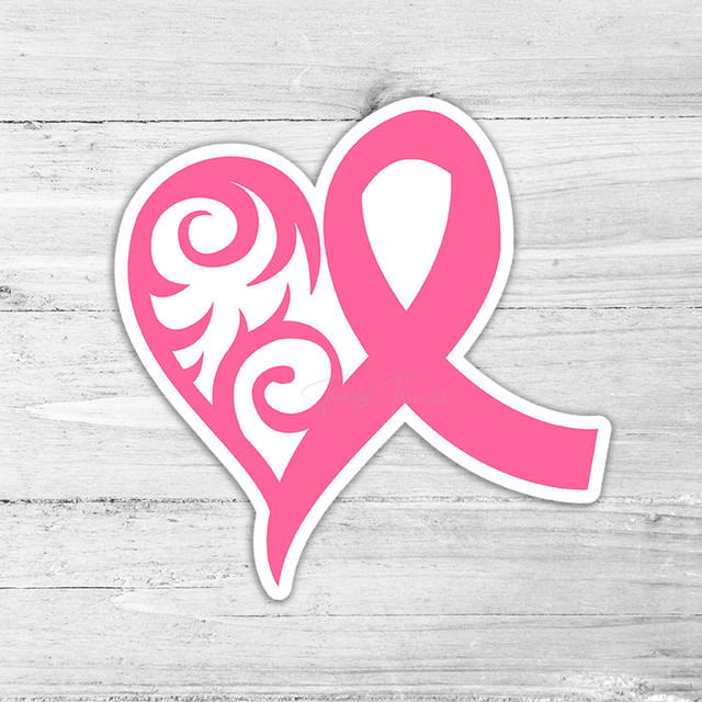 Breast Cancer Awareness Pink Heart Die Cut Sticker