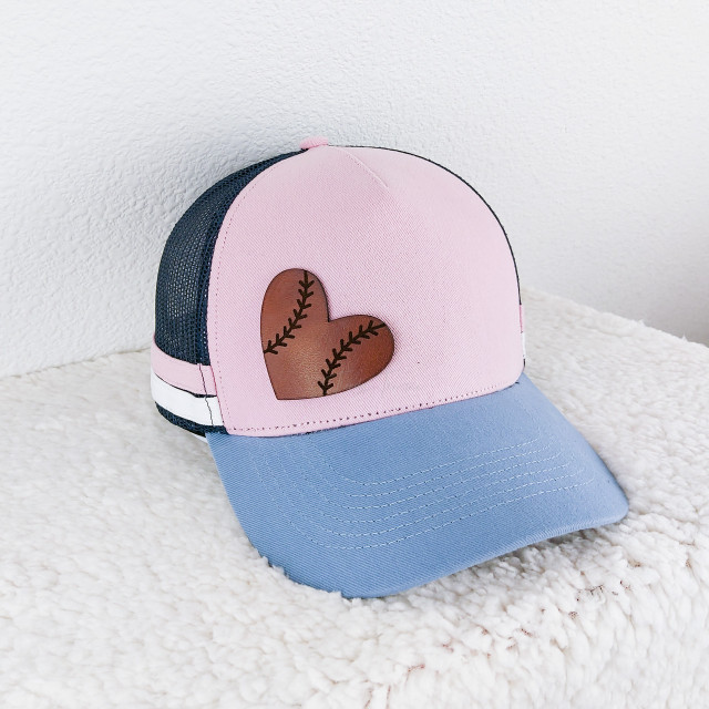 Baseball Heart Leather Hat Patch