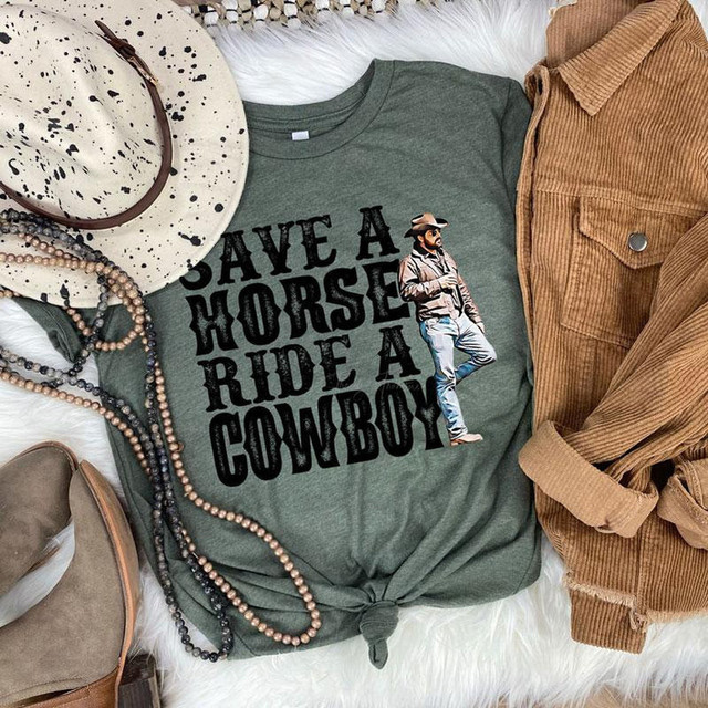 Save A Horse Ride a Cowboy Screen Print Heat Transfer-1656009229