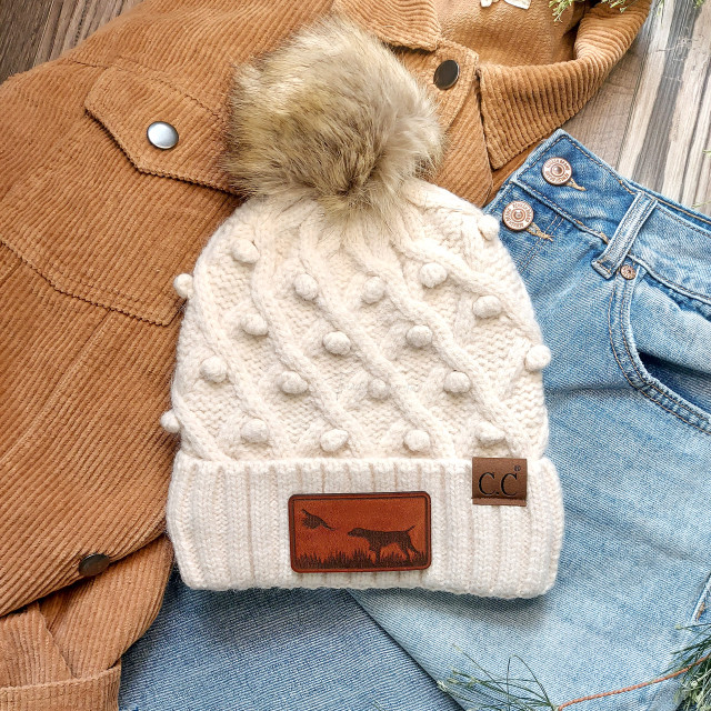 Pointer Dog and Pheasant Leather Hat Patch