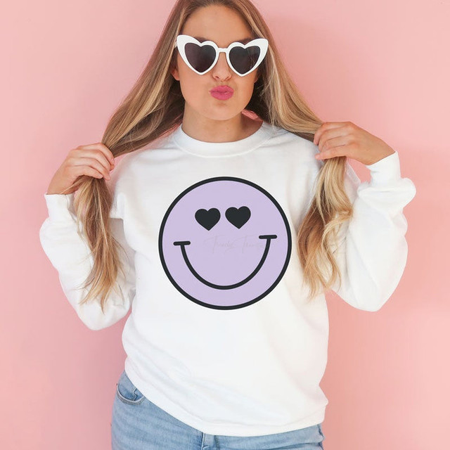 Retro Smiley Face Heart Eyes DTF Heat Transfer-1656009979