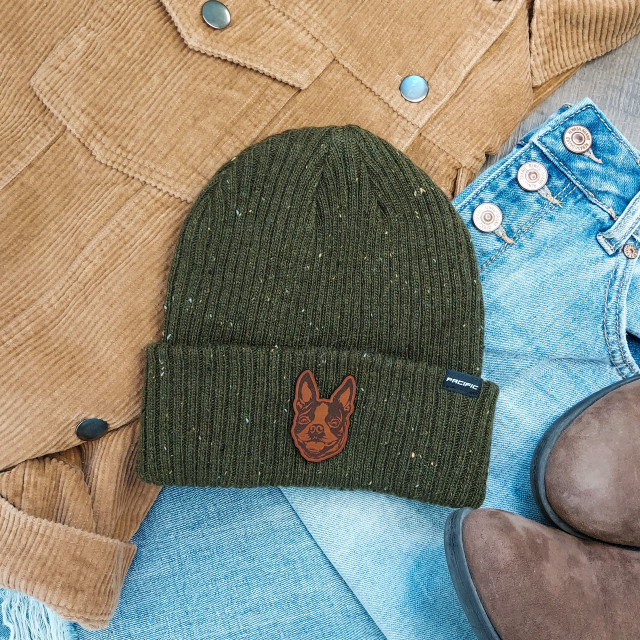 Boston Terrier Leather Hat Patch