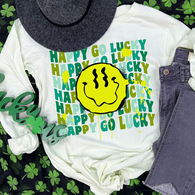 Happy Go Lucky St Patricks Day Screen Print Heat Transfer