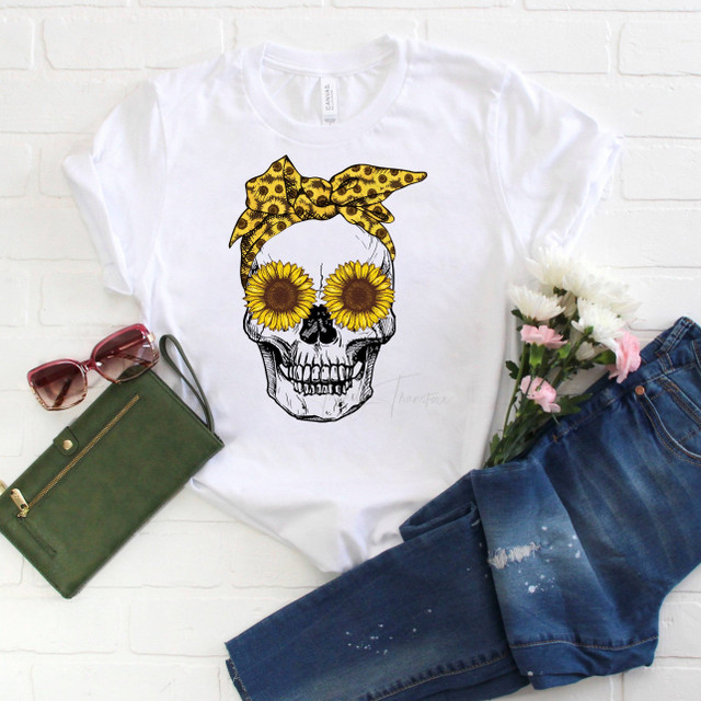Sunflower Skull Bandana Headband Sublimation Transfer