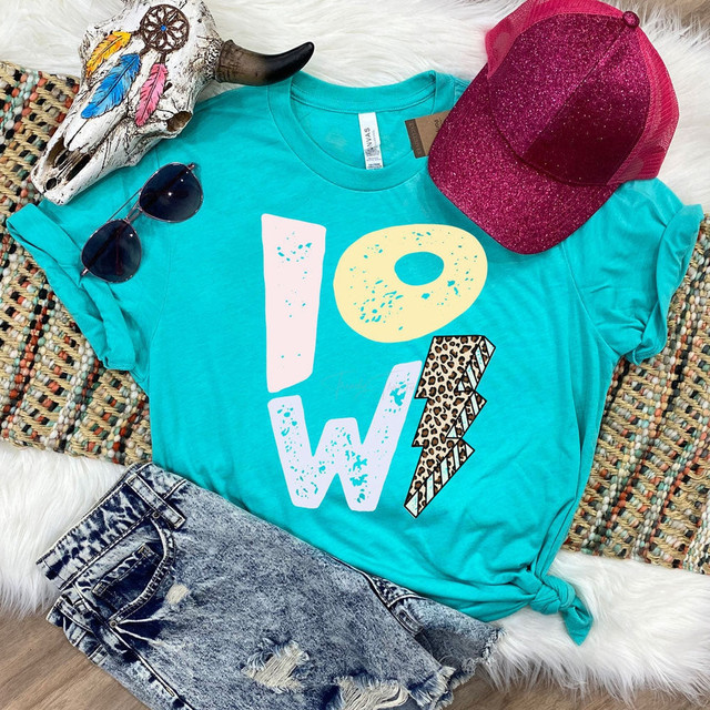 Iowa Pastels Distressed Leopard Lightning Bolt DTF Heat Transfer